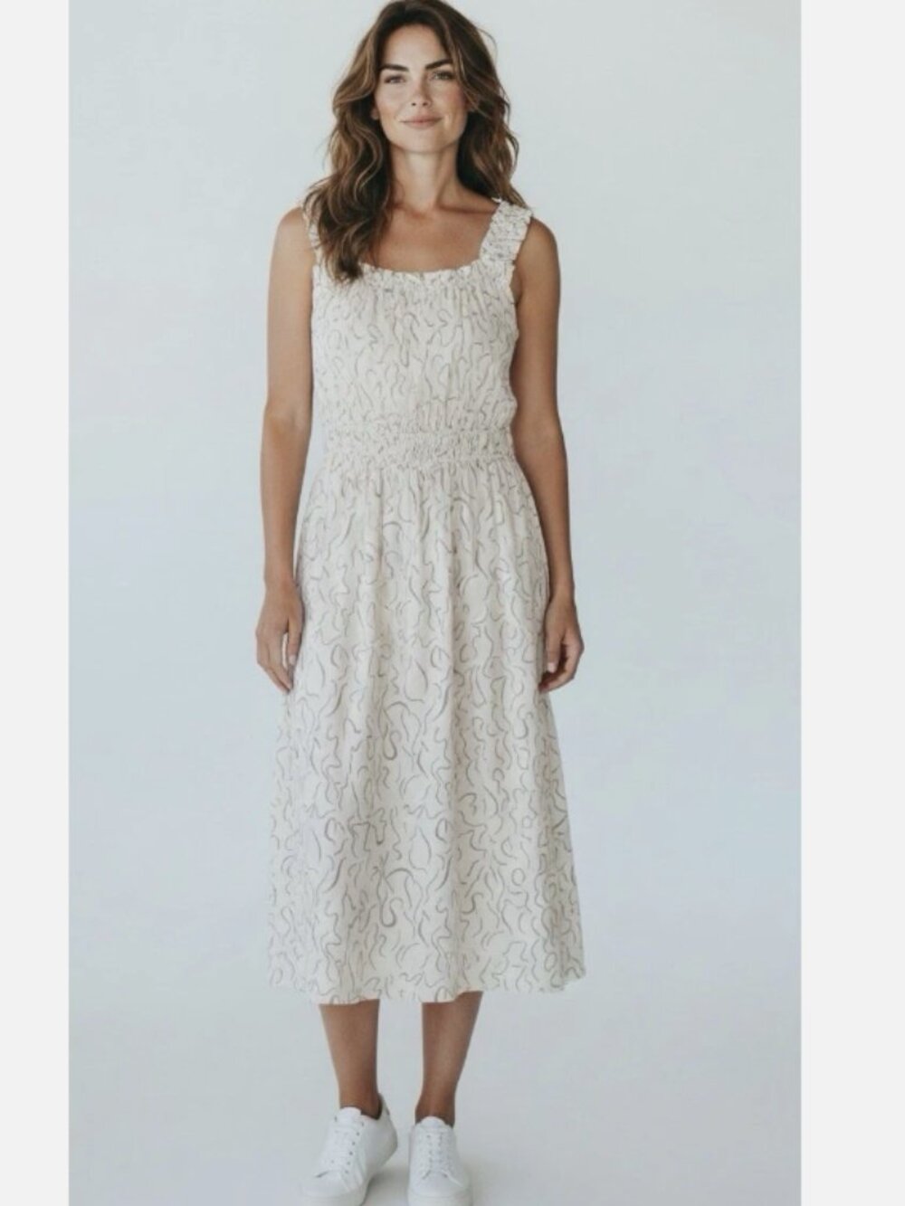 ABLE sun dress beige brown viscose S